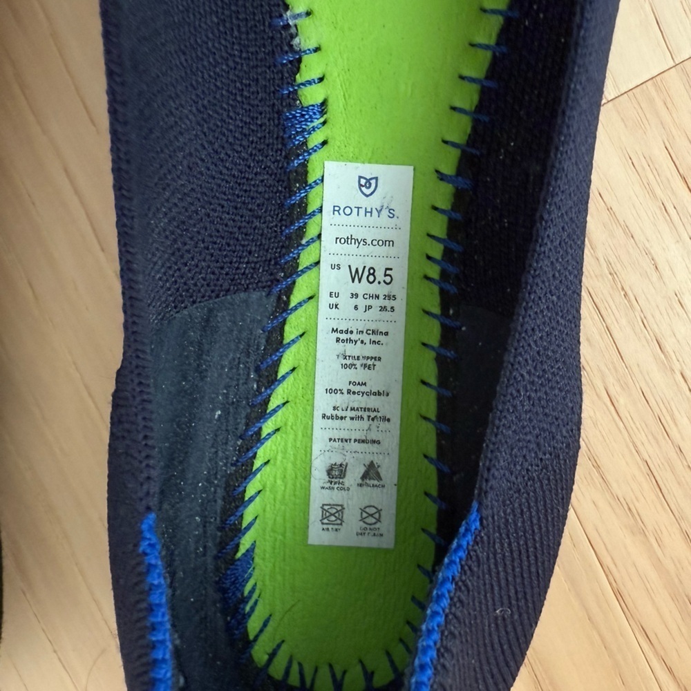 Rothy’s navy flats square toe size W8.5 - Picture 5 of 10